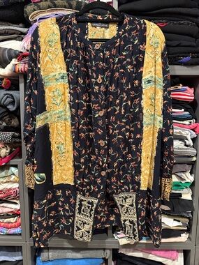 VINTAGE Carole Little Black Tunic Jacket Shirt